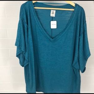 Free People We the Free Boyfriend Shirt Teal Large